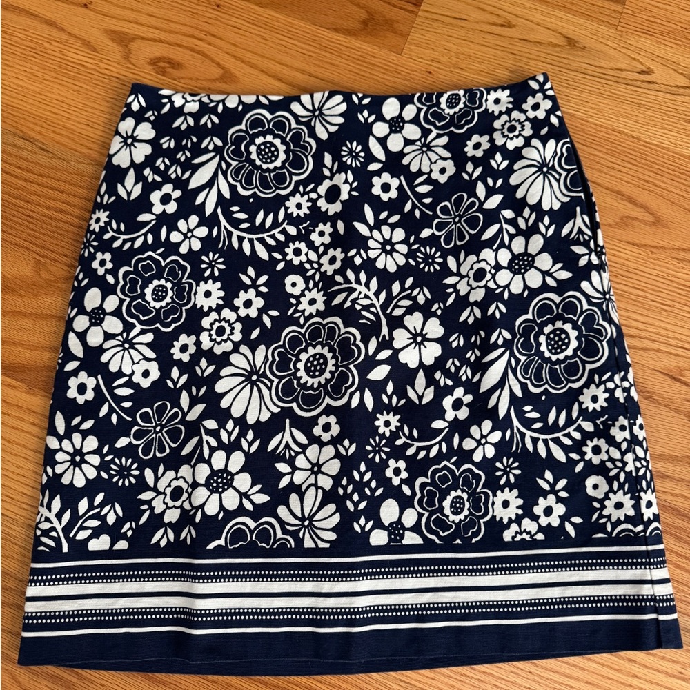 Talbots Blue and White Pencil Skirt